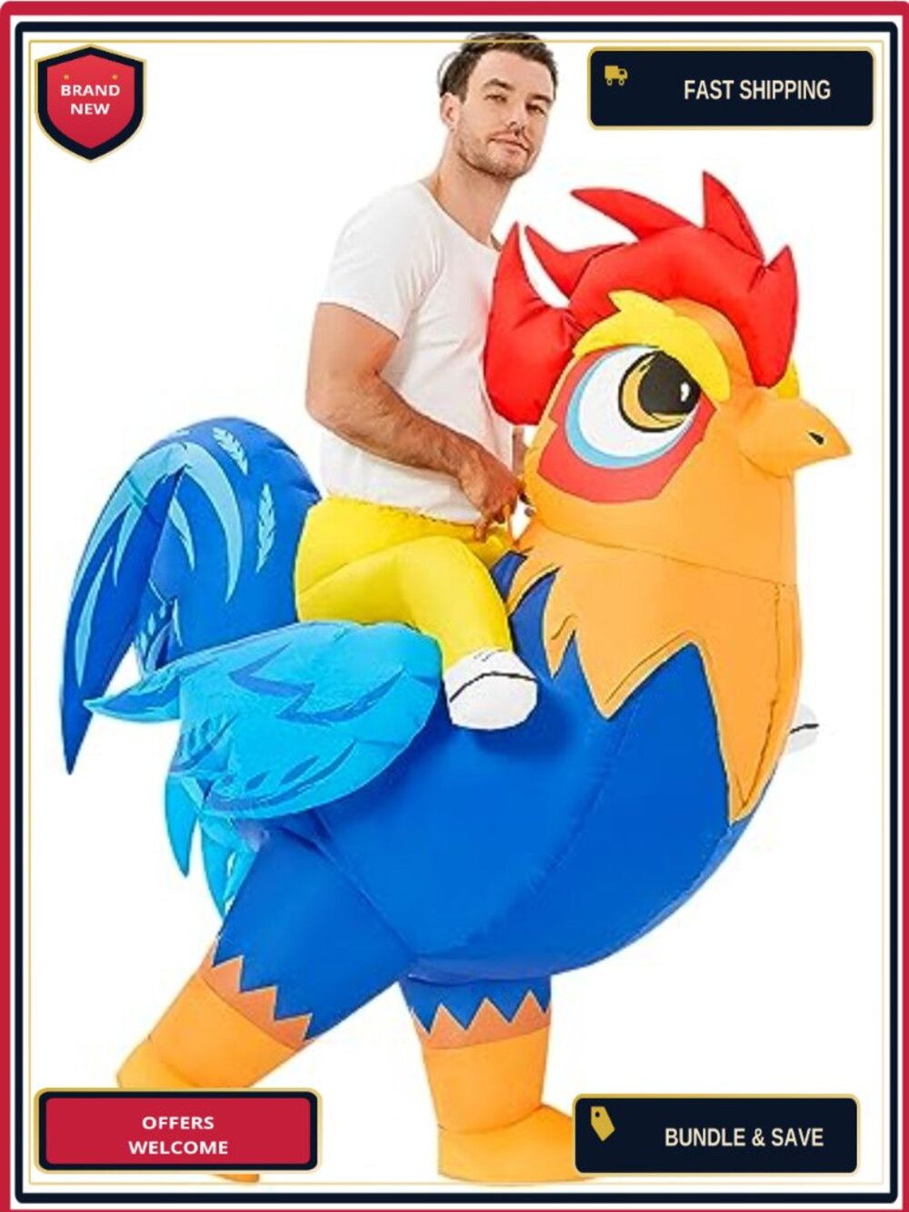 Inflatable Chicken Costume Adult Blow Up Rooster Halloween Suit
